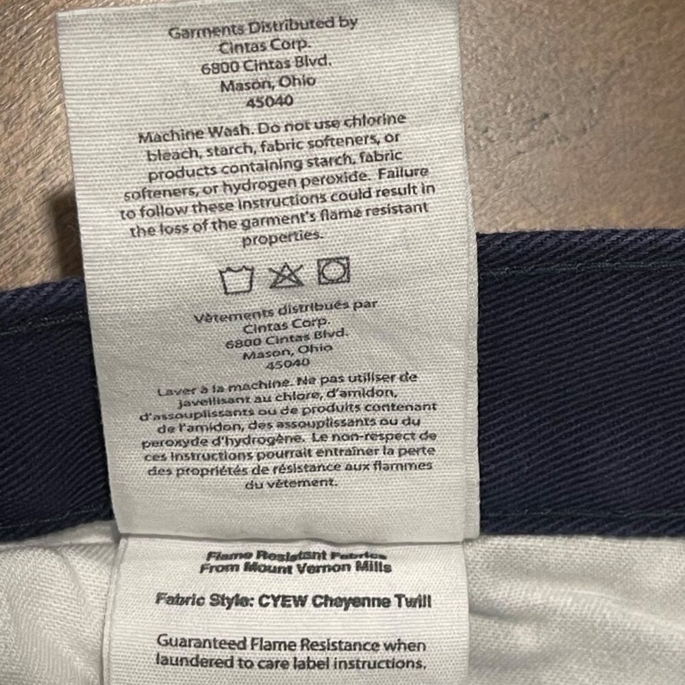 Carhartt FR Flame Resistant Navy Blue Canvas Work Pants Size 44x34 Welder 371-20 - Picture 10 of 15